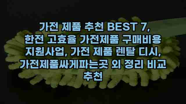  가전 제품 추천 BEST 7, 한전 고효율 가전제품 구매비용 지원사업, 가전 제품 렌탈 디시, 가전제품싸게파는곳 외 정리 비교 추천