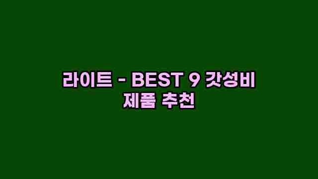 라이트 - BEST 9 갓성비 제품 추천