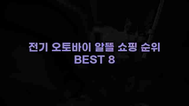 전기 오토바이 알뜰 쇼핑 순위 BEST 8