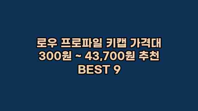 로우 프로파일 키캡 가격대 300원 ~ 43,700원 추천 BEST 9