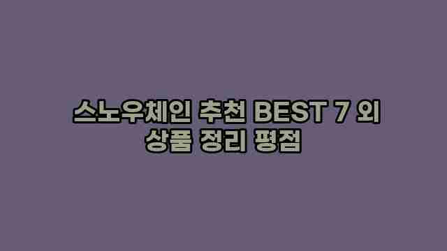  스노우체인 추천 BEST 7 외 상품 정리 평점