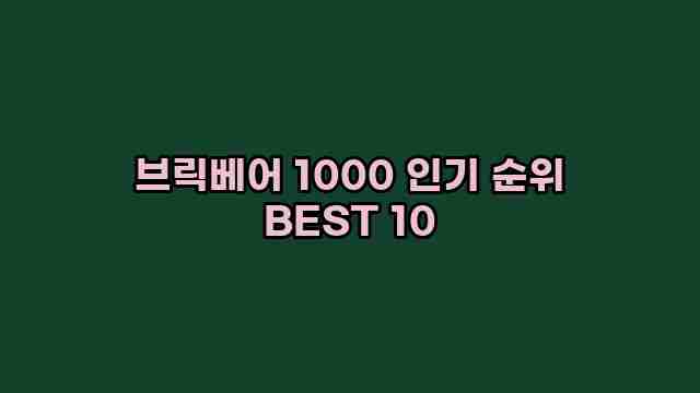 브릭베어 1000 인기 순위 BEST 10