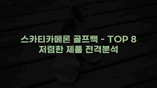 스카티카메론 골프백 - TOP 8 저렴한 제품 전격분석