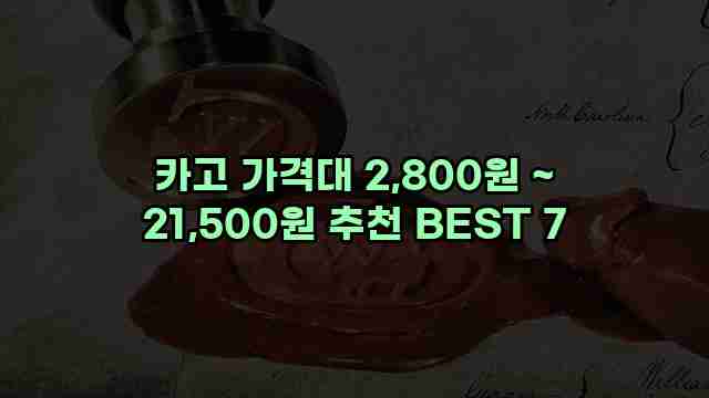 카고 가격대 2,800원 ~ 21,500원 추천 BEST 7