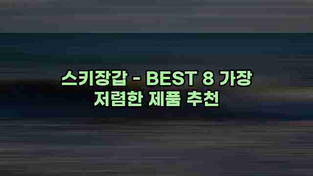 스키장갑 - BEST 8 가장 저렴한 제품 추천