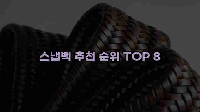 스냅백 추천 순위 TOP 8