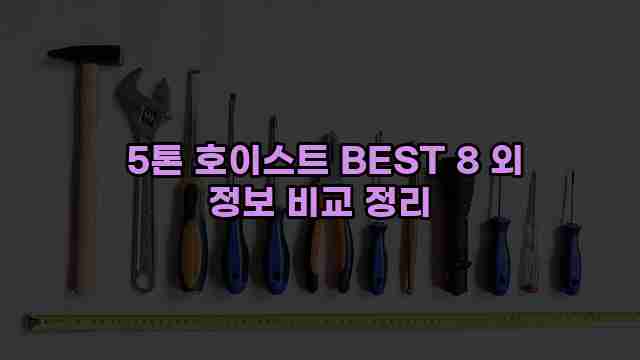  5톤 호이스트 BEST 8 외 정보 비교 정리