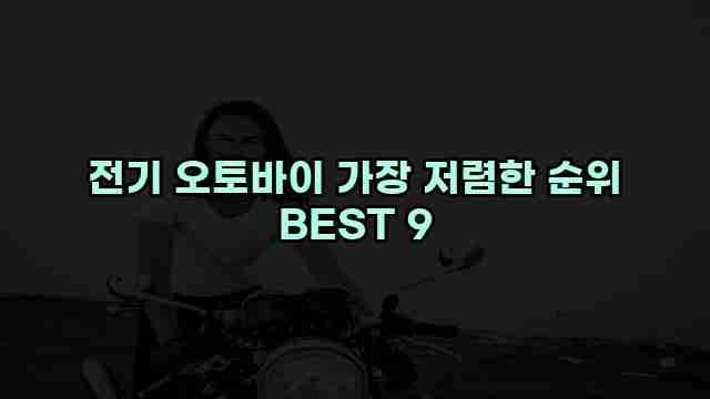 전기 오토바이 가장 저렴한 순위 BEST 9