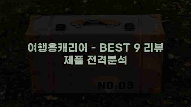 여행용캐리어 - BEST 9 리뷰 제품 전격분석