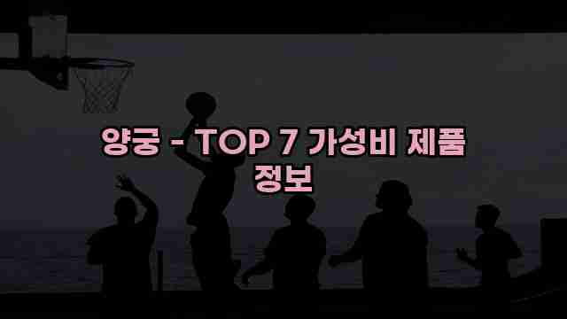 양궁 - TOP 7 가성비 제품 정보