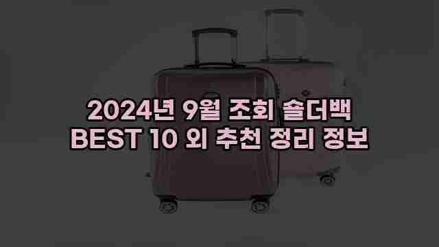 2024년 9월 조회 숄더백 BEST 10 외 추천 정리 정보