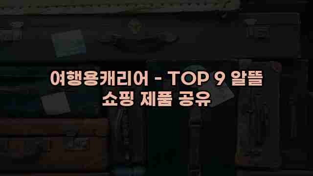 여행용캐리어 - TOP 9 알뜰 쇼핑 제품 공유