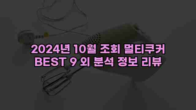 2024년 10월 조회 멀티쿠커 BEST 9 외 분석 정보 리뷰