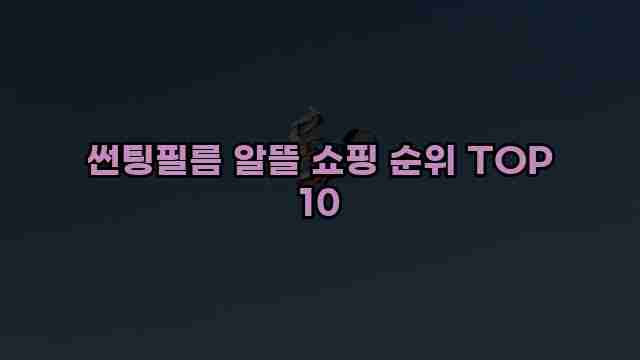 썬팅필름 알뜰 쇼핑 순위 TOP 10