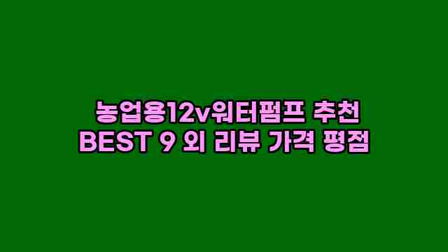  농업용12v워터펌프 추천 BEST 9 외 리뷰 가격 평점