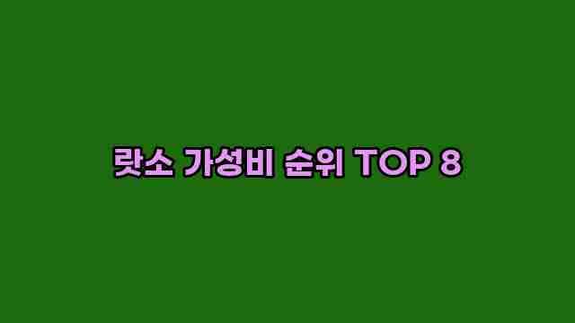 랏소 가성비 순위 TOP 8