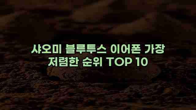 샤오미 블루투스 이어폰 가장 저렴한 순위 TOP 10