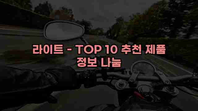 라이트 - TOP 10 추천 제품 정보 나눔